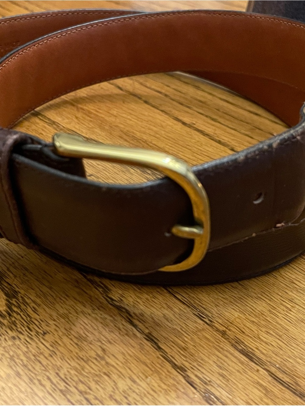 Men's Coach Brown Leather Belt with Solid Brass Buckle 36”